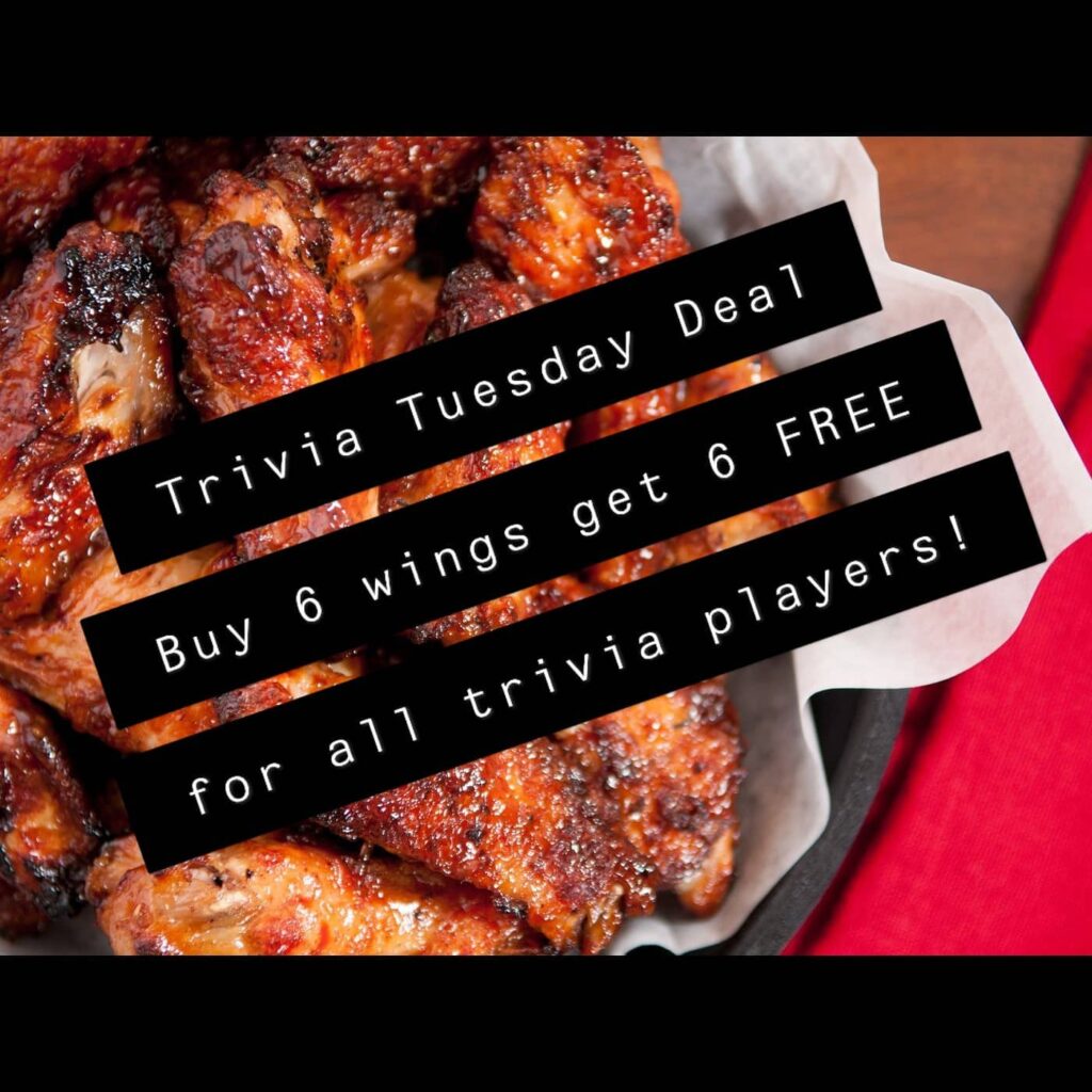 Tuesday Trivia Night Wing Special! Tag your family tag your friends! For a limited…